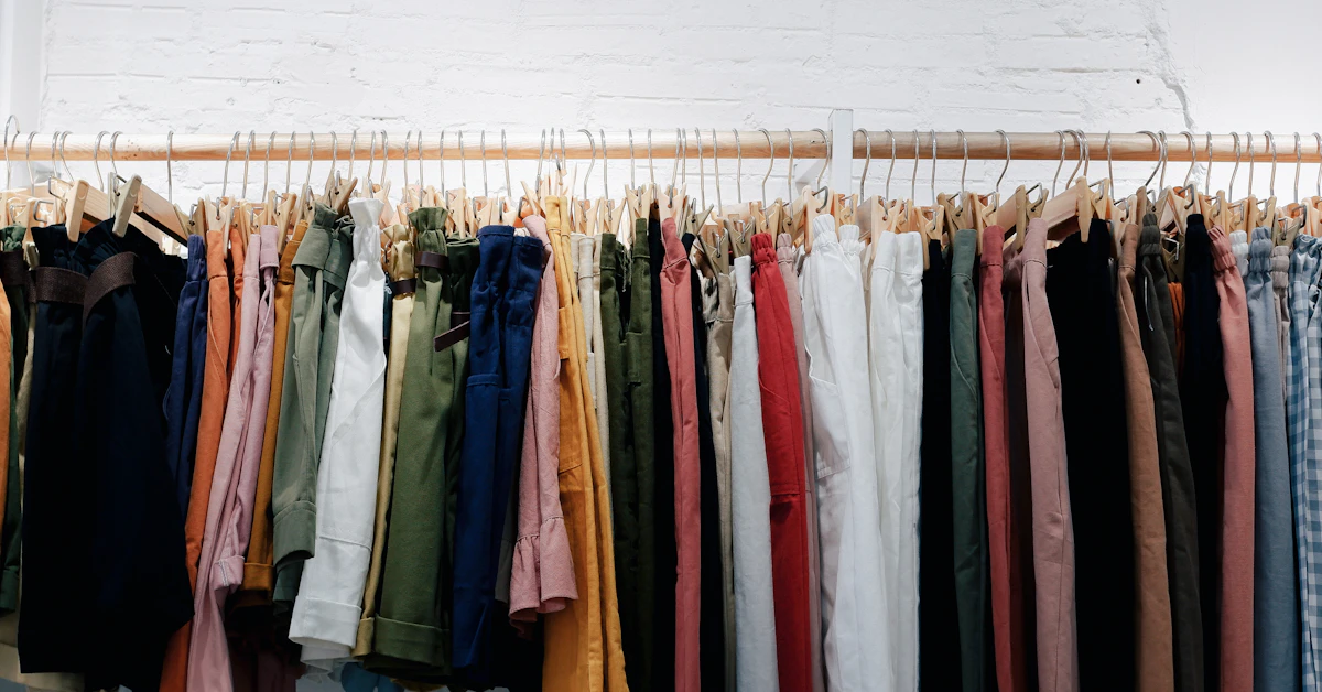 assorted-color clothes lot hanging on wooden wall rack
